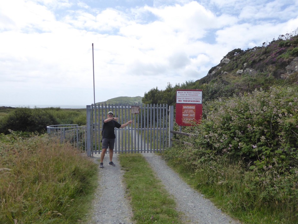 Ireland - Bere Island - This gate marks the entrance to an Army Firing Range, but a kissing gate to one side (and Rachael’s assurance to ignore the signs unless there’s a red flag), meant we kept walking.