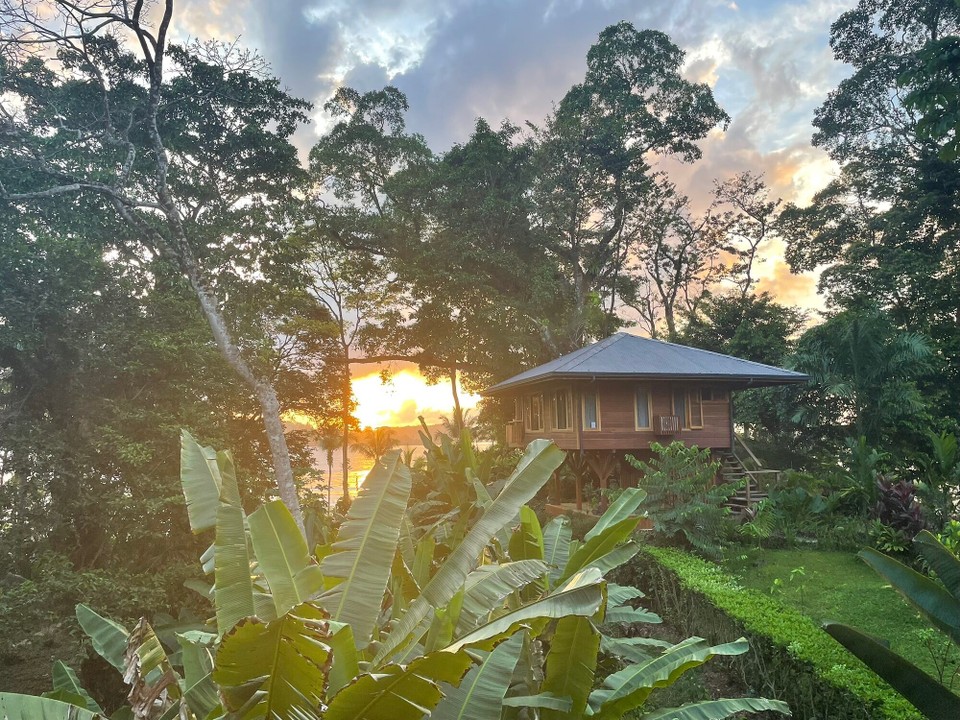 Panama - Carenero Island - Nochmal Bananen-Dschungel-Baumhaus-Sonnenaufgang über dem Meer ☀️.