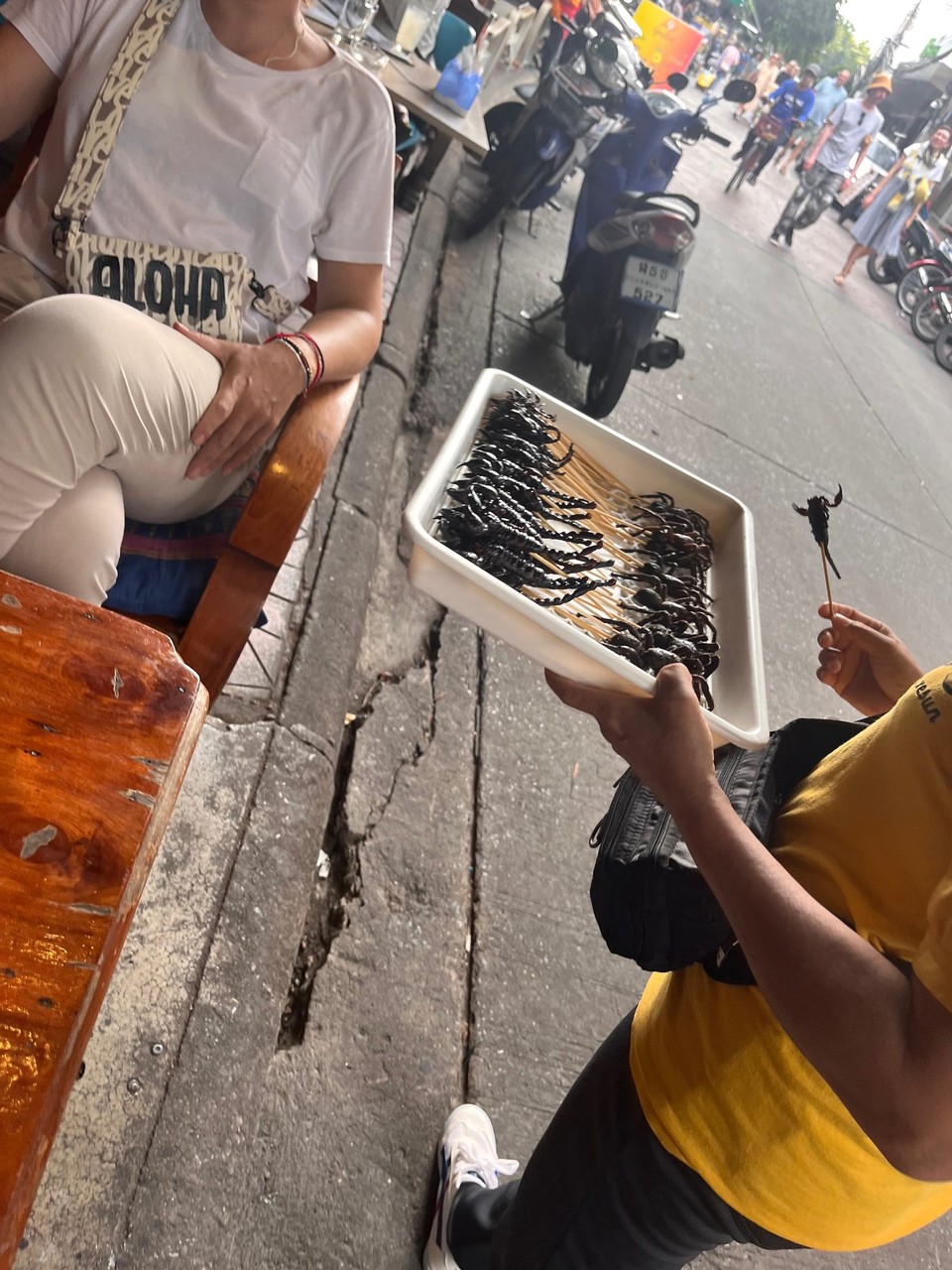 Thailand - Bangkok - Hier werden mir gerade Skorpione am Spieß angeboten…