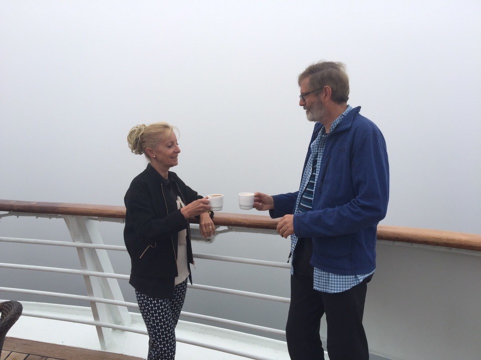 Italy - Venice - Breakfast in the fog, anchored in the Gulf of Venice