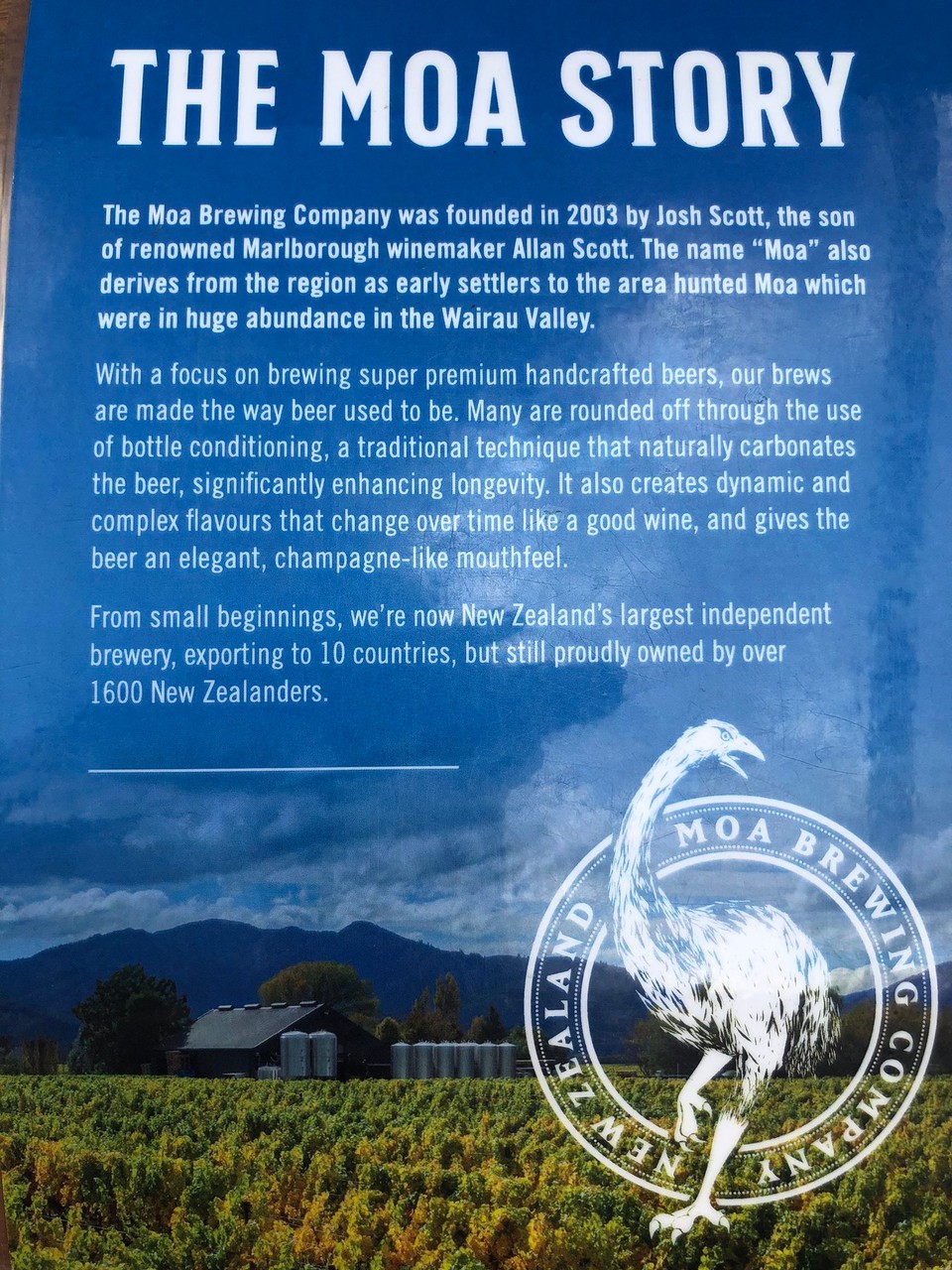 Neuseeland - Rotorua - Das ausgeschenkte Bier im Pig & Whistle war das Moa aus Blenheim. Hier die kurze Geschichte. 