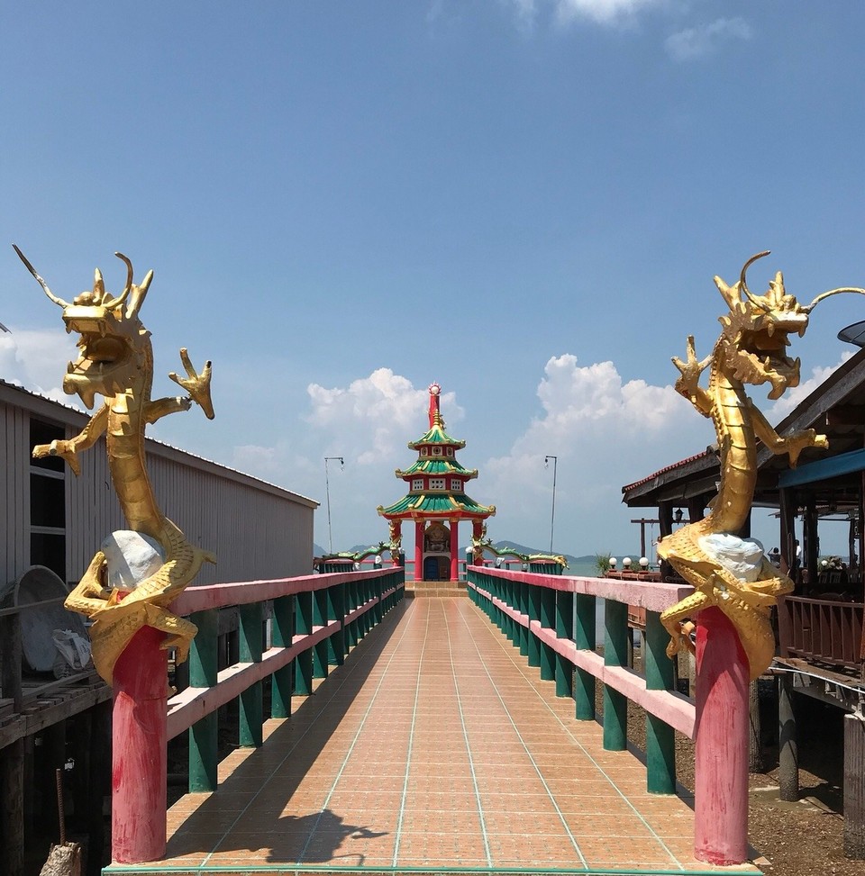 Thailand - Amphoe Ko Lanta - A temple out over the sea at Lanta Old Town