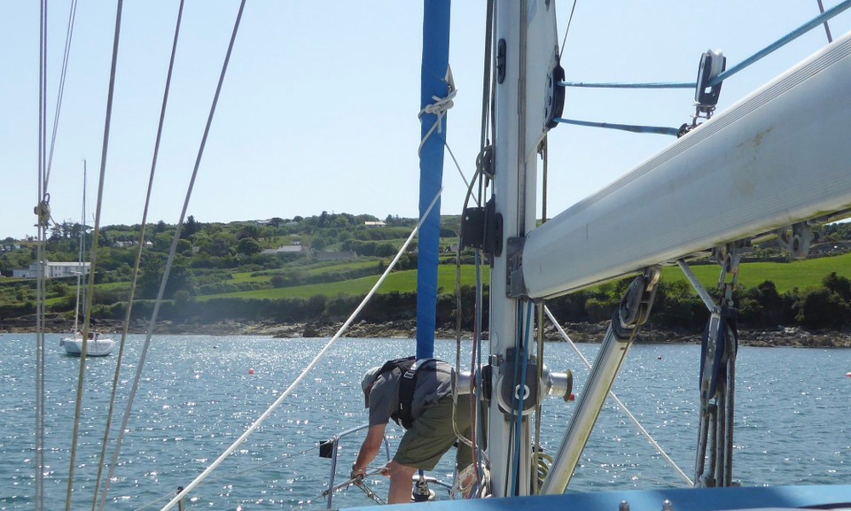 Ireland - Schull - Sorting out the mooring buoy.