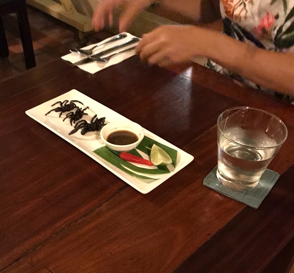 Cambodia - Phnom Penh - Tarantulas on the menu at Rombengs
