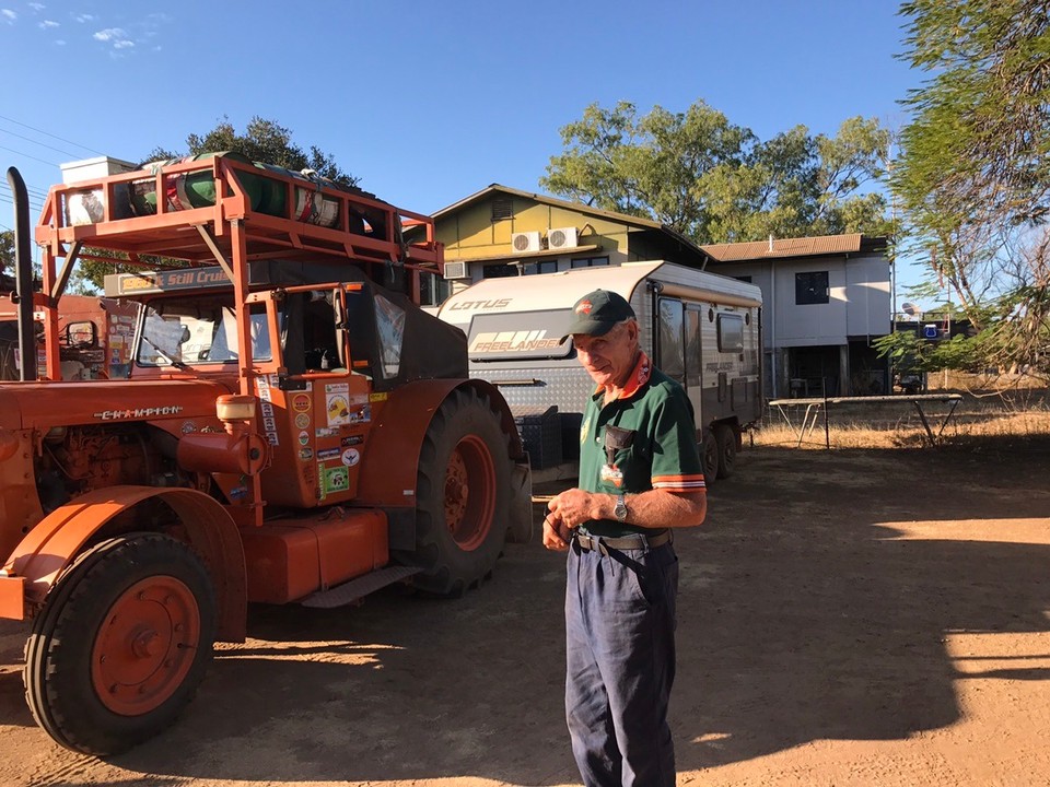 Australia - Daly Waters - Ted n his tractor.. he was 79!