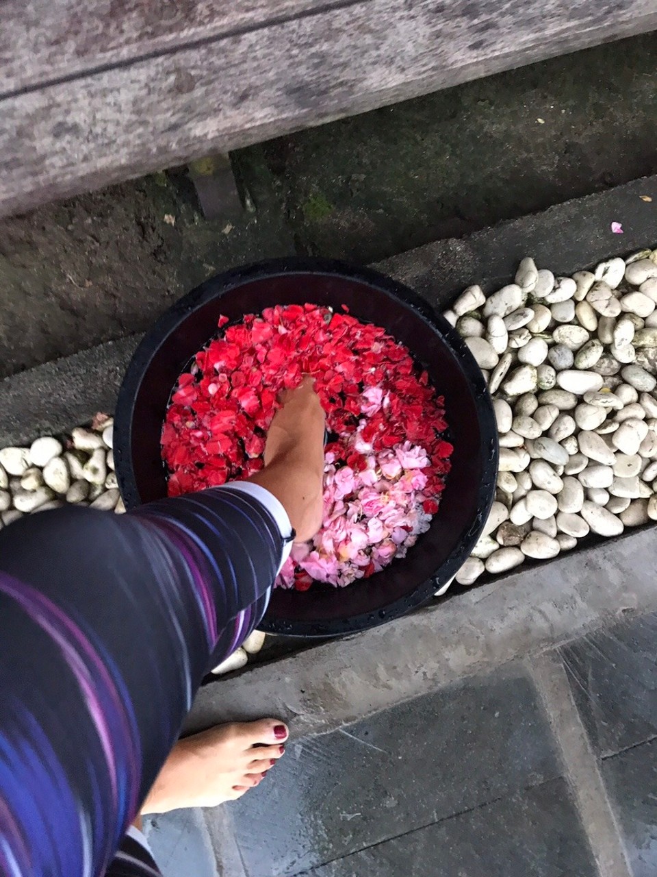 Indonesia - Gianyar - Washing my feet before entering the yoga shala