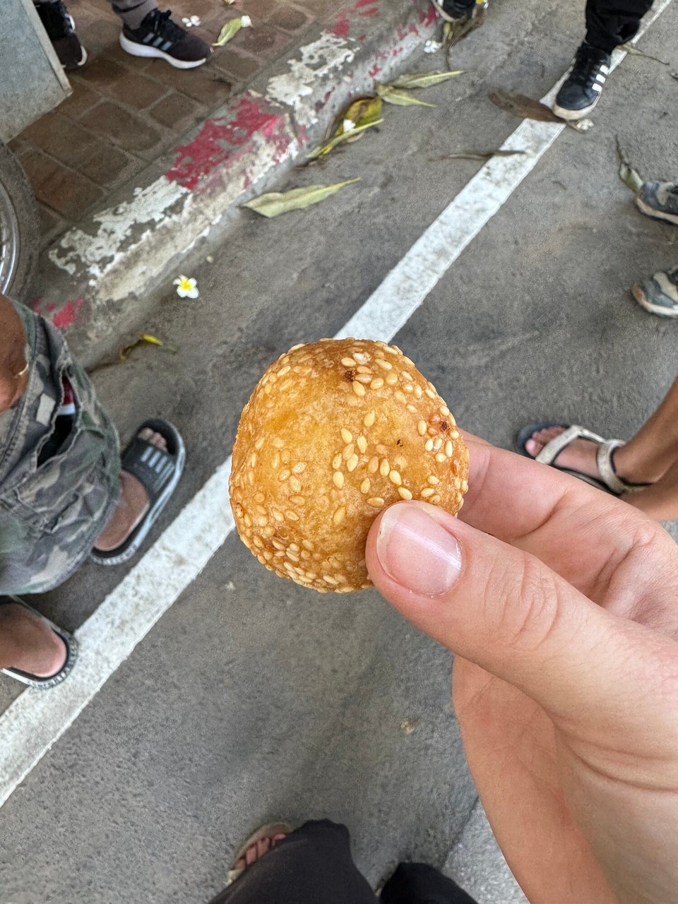 Laos - Luang Prabang - Sesamball mit Mungbohnenfüllung - sooo lecker! Traditioneller Streetfood aus Laos :) 