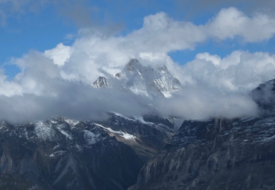 Schweiz - Wengen - Hier versteckt sich noch der Finsteraarhorn (4274m ü. M.)
