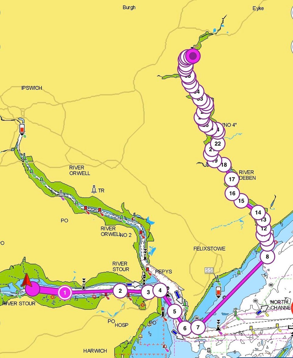 United Kingdom - Woodbridge - Holbrook Bay to Woodbridge. 20nm.