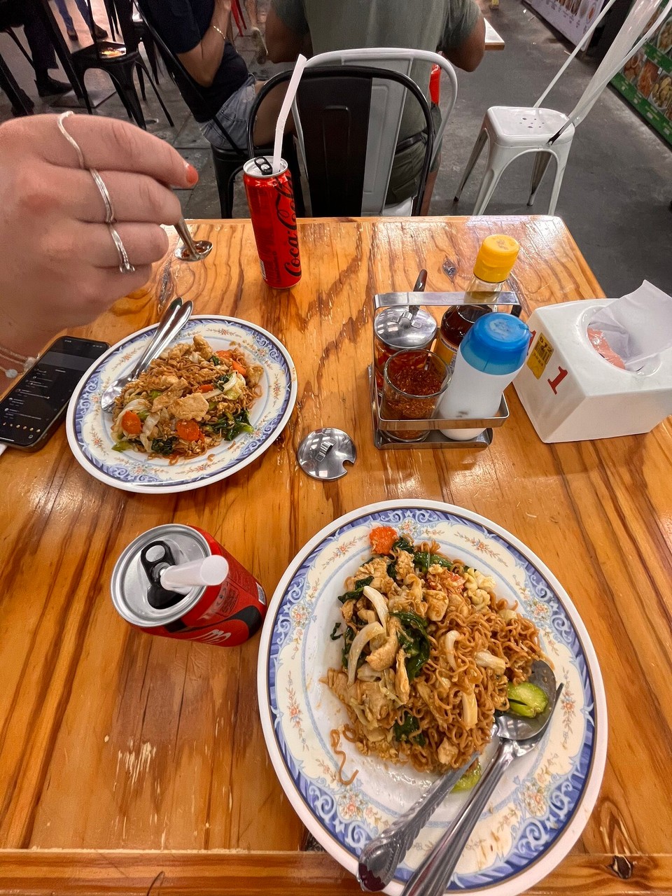 Thailand - Amphoe Bang Lamung - Got some noodles from a safer place. Watched all the old English blokes with their young Thai ladies. There are SO many it’s so strange