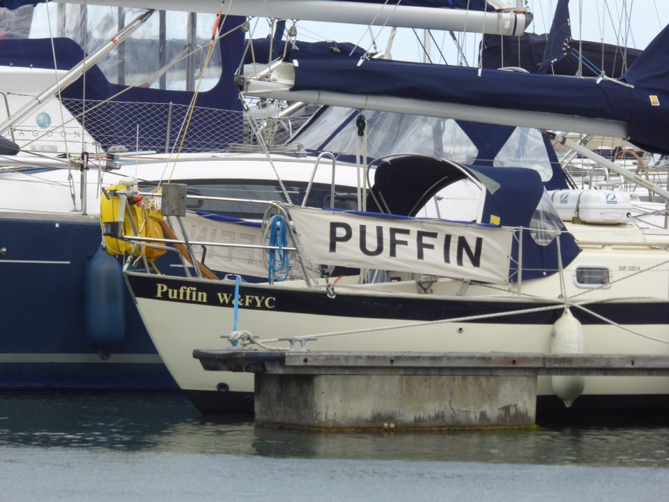 Ireland - Malahide - We first saw Puffin from Walton and Frinton Yacht Club (our club) in Ardglass last year, and were pleased to see it nestled between two boats here. Once again, no owners aboard though.