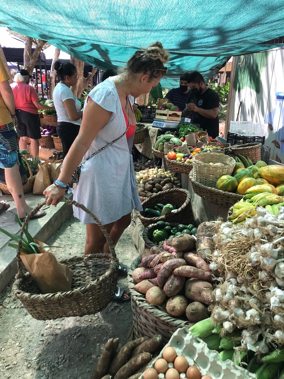 Costa Rica - Tamarindo - Am Markt kann man sehr günstig Gemüse und Früchte kaufen. Für meinen Einkauf (Lauch, Butternuss, Zwiebeln, Tomaten, Paprika, Sprossen, Peterli,...) habe ich knapp 4 Fr bezahlt