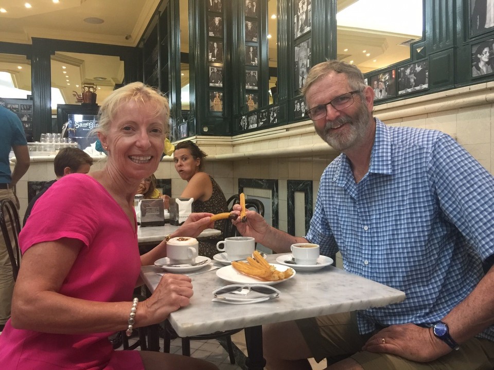  - Spain, Madrid, Gran Via - Churros with hot chocolate at the best place in Madrid - San Gines.