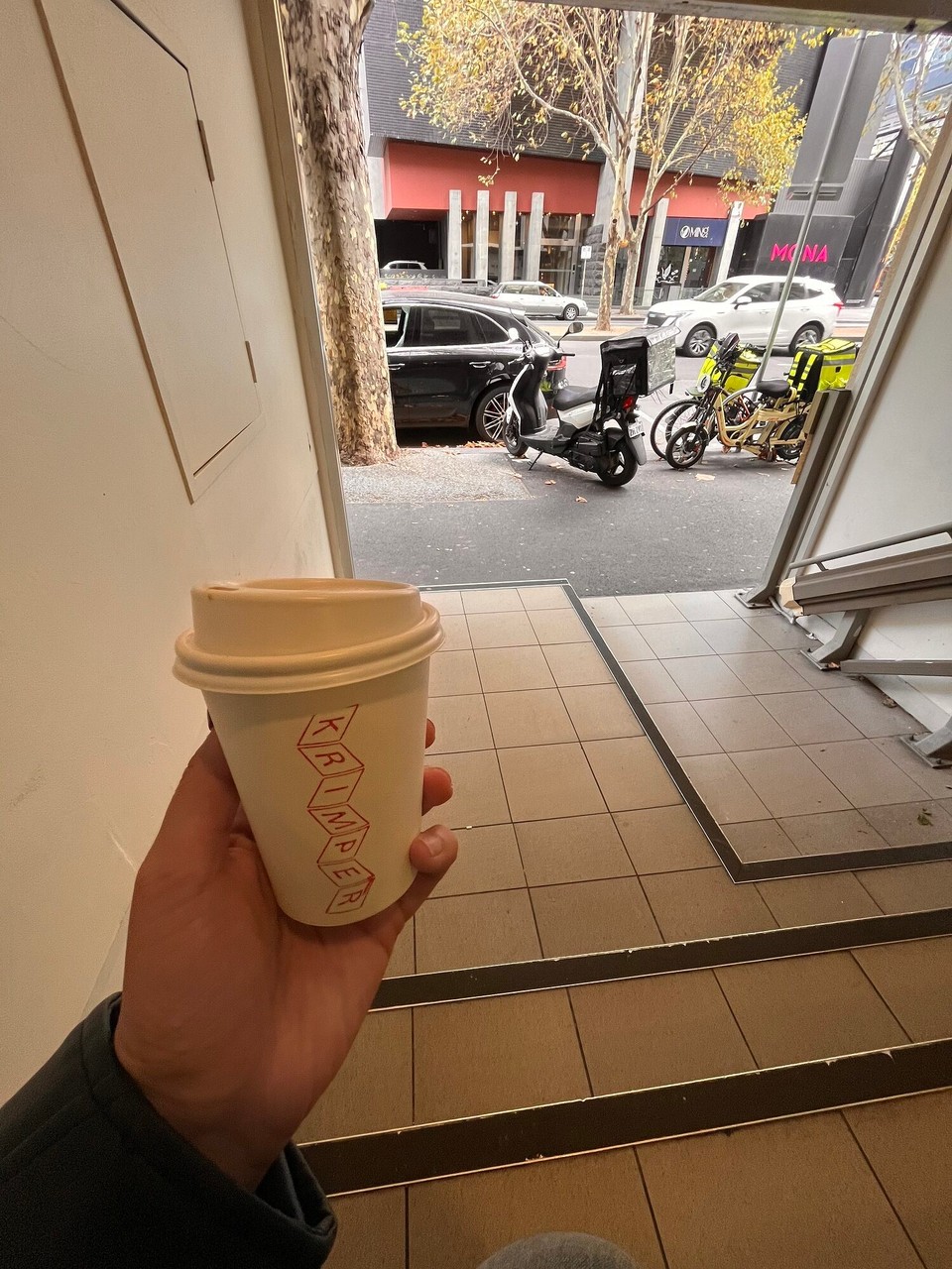 Australia - Melbourne - Morning melbs coffee from Guildford street. Seeing some distant relatives today, Diane and Simone 