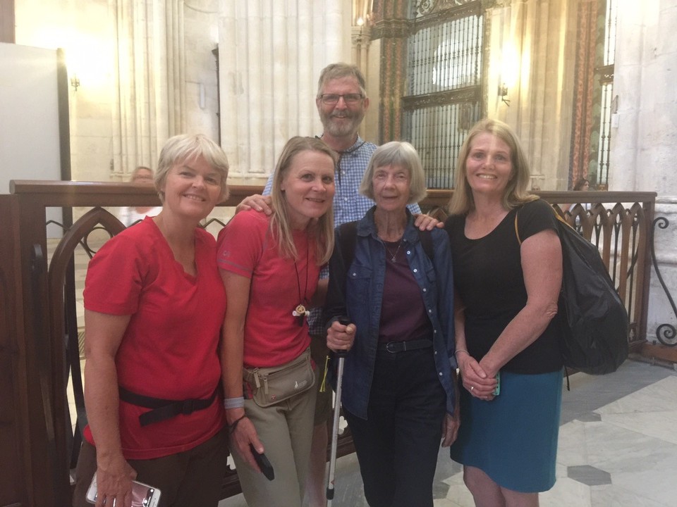  - Spain, Burgos, Plaza Mayor - Camino friends: Anne, Susan, Lee, Leanne, Ron