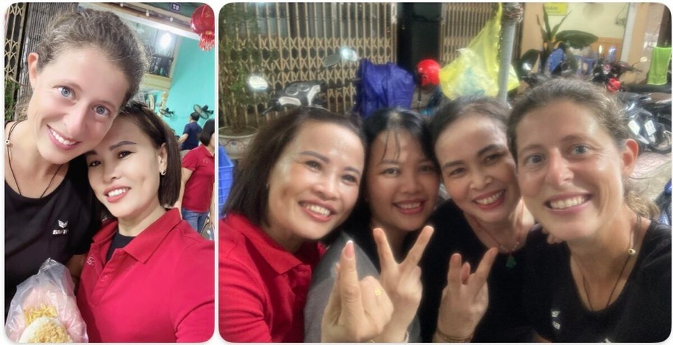 Vietnam - Ninh Bình - Neben dem Hostel ist eine Hochzeit im Gange, ich schau nur kurz in die Küche und zack bin ich schon drin, werde mit Essen ausgestattet und hab eine Kamera im Gesicht 😂 Direkter Unterschied Filter/ kein Filter 🫣