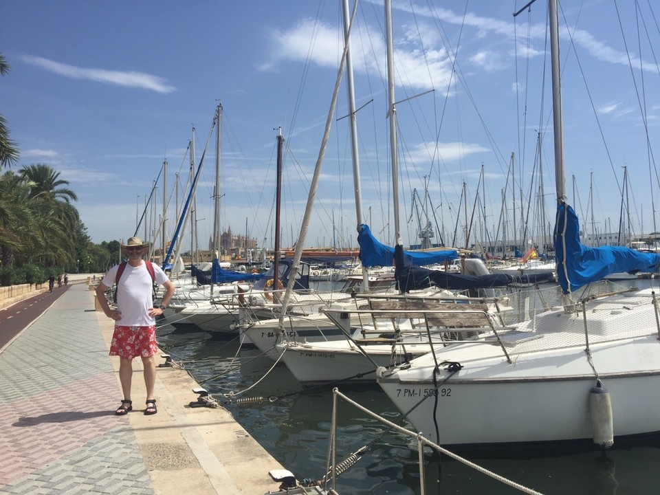  - Spain, Palma de Mallorca - Walking along the esplanade by the Marina. Puerto de Palma. 