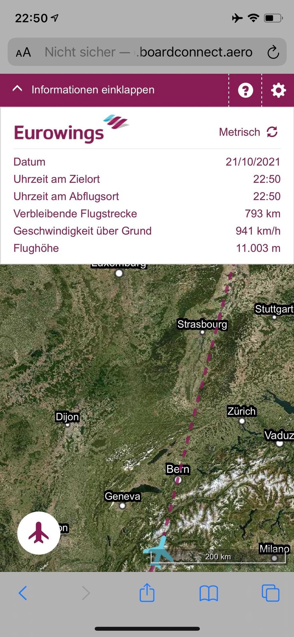 Deutschland - Kassel - Unsere Flugstrecke