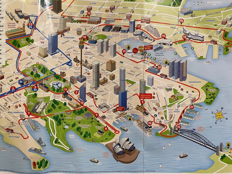 Australien - The Rocks - Routenplan des HOP-ON Bus