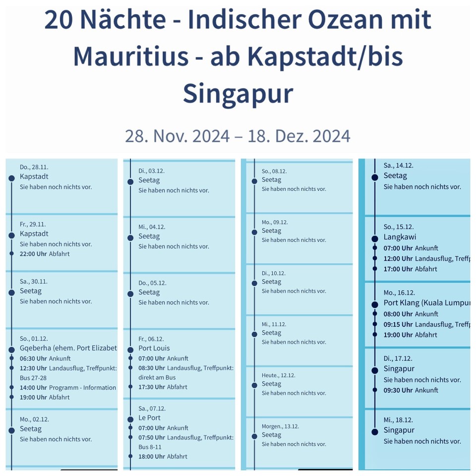 Südafrika - Kapstadt - 2 Tage Hotel dann startet der 2. Teil unserer Reise mit Mein Schiff 6 bis Singapur