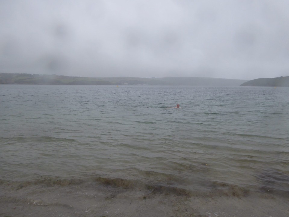 Ireland - Kinsale - A drizzly morning, but having seen the beach yesterday evening, we were determined to go for a dip before heading for the lovely new warm showers.