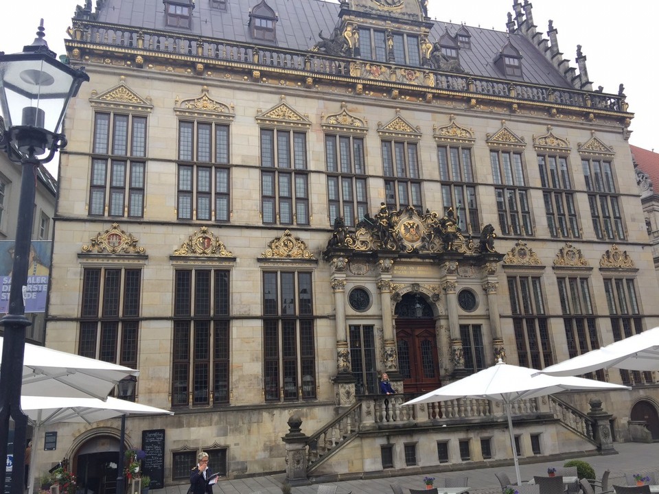  - Germany, Bremen - Schütting. Guidehall. Built in 1537 in Renaissance style of Flanders buildings. This guildhouse of Bremen's merchants is home of the chamber of commerce. 