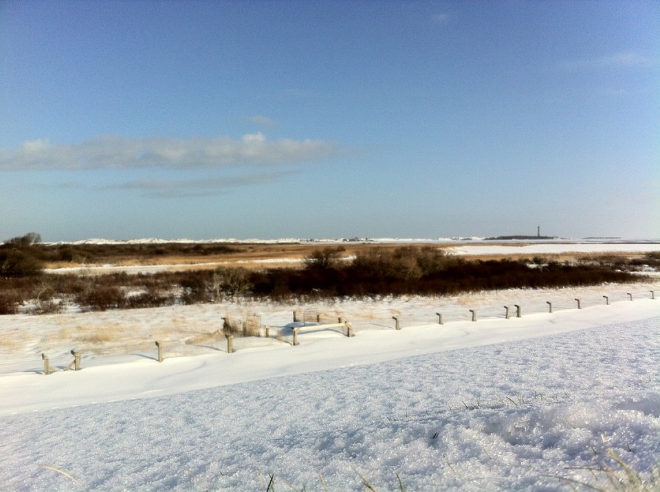 Germany - Norderney - Inselwanderung I: Blick vom wattseitigen Deich in Richtung Leuchtturm