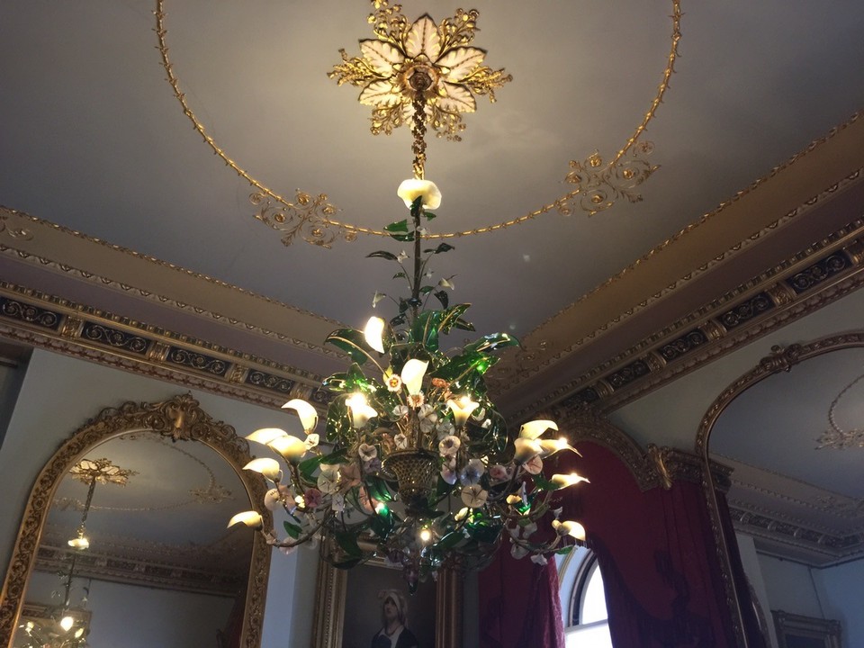  - United Kingdom, Cowes, Isle of Wight - Osborne House, tinted glass and metal Chandalier, East Cowes. 