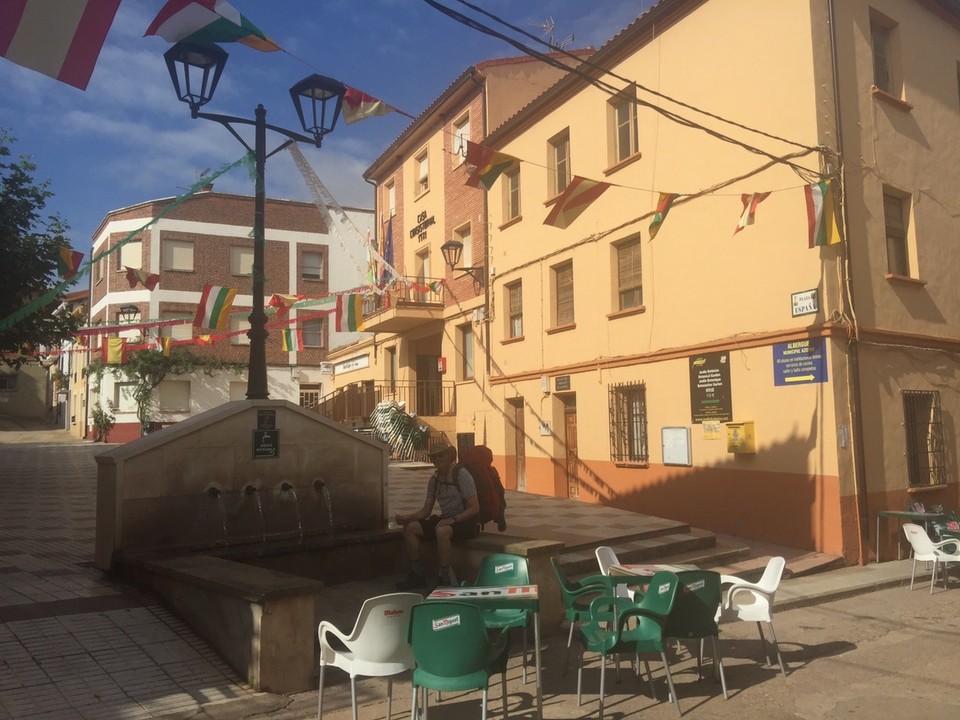  - Spain, Santo Domingo de la Calzada - Azofra refreshment stop. Pilgrim water fountain for washing clothes. 