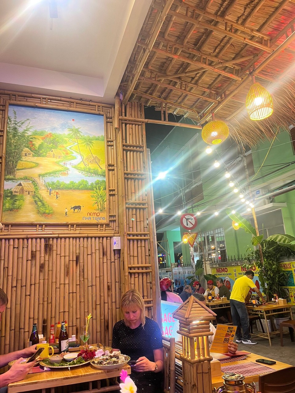 Vietnam - Nha Trang - Went out for dinner with Stan and Alyssa to this lovely restaurant called Nemo. Had a chicken stir fry noodle and this spring rolls which were so good. Fuelled and ready to go out now. We went to Fuse hostel and sung karaoke 😀. Sang 2 oasis songs obvs! 