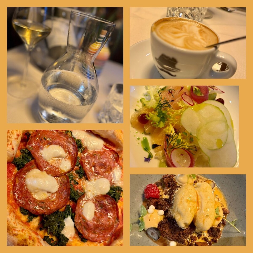 Italien - Sterzing - Saibling mit Apfel-Fenchel-Salat
Pizza Traube
Brownie & Eis

GROSSARTIG! 

