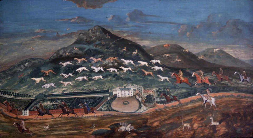 Ireland - Bray - A painting illustrating the original house, in the 17th century when it was a hunting lodge.