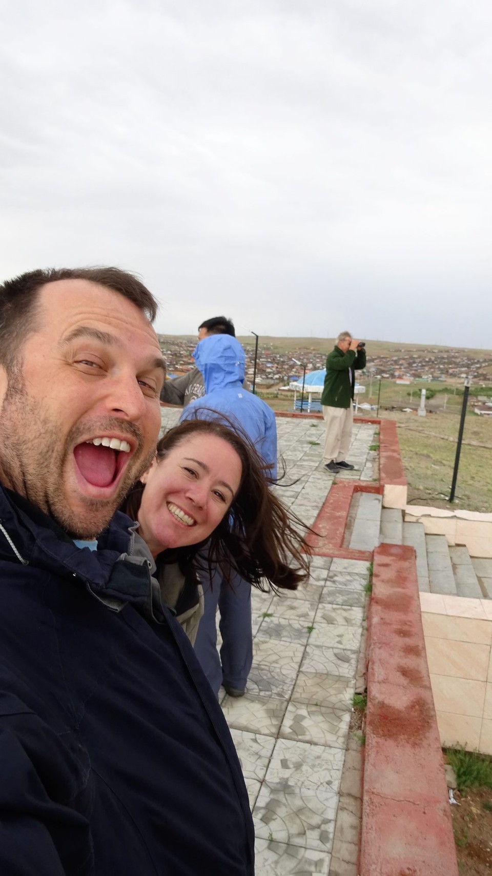 Mongolia - Mandalgovi - Us at the monument above the town