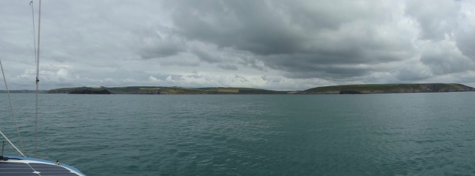 Ireland - Oysterhaven - From a distance, coming along the coast, the rocks at Oyster Haven look as though they jut out a long way, but in fact they are either side of the sea inlet. Little Sovereign (rock) is on the right, Big Sovereign on the left.