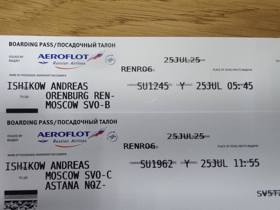 Russland - Orenburg - Die Flugtickets und nächste Land. Wieder einmal gecheated