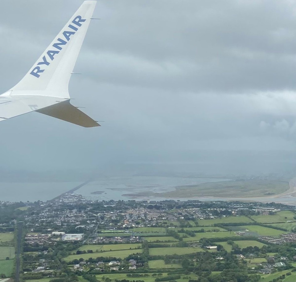 Ireland -  - A slightly hazy view of the entrance into Malahide and the marina, showing the narrow, shallow channel.