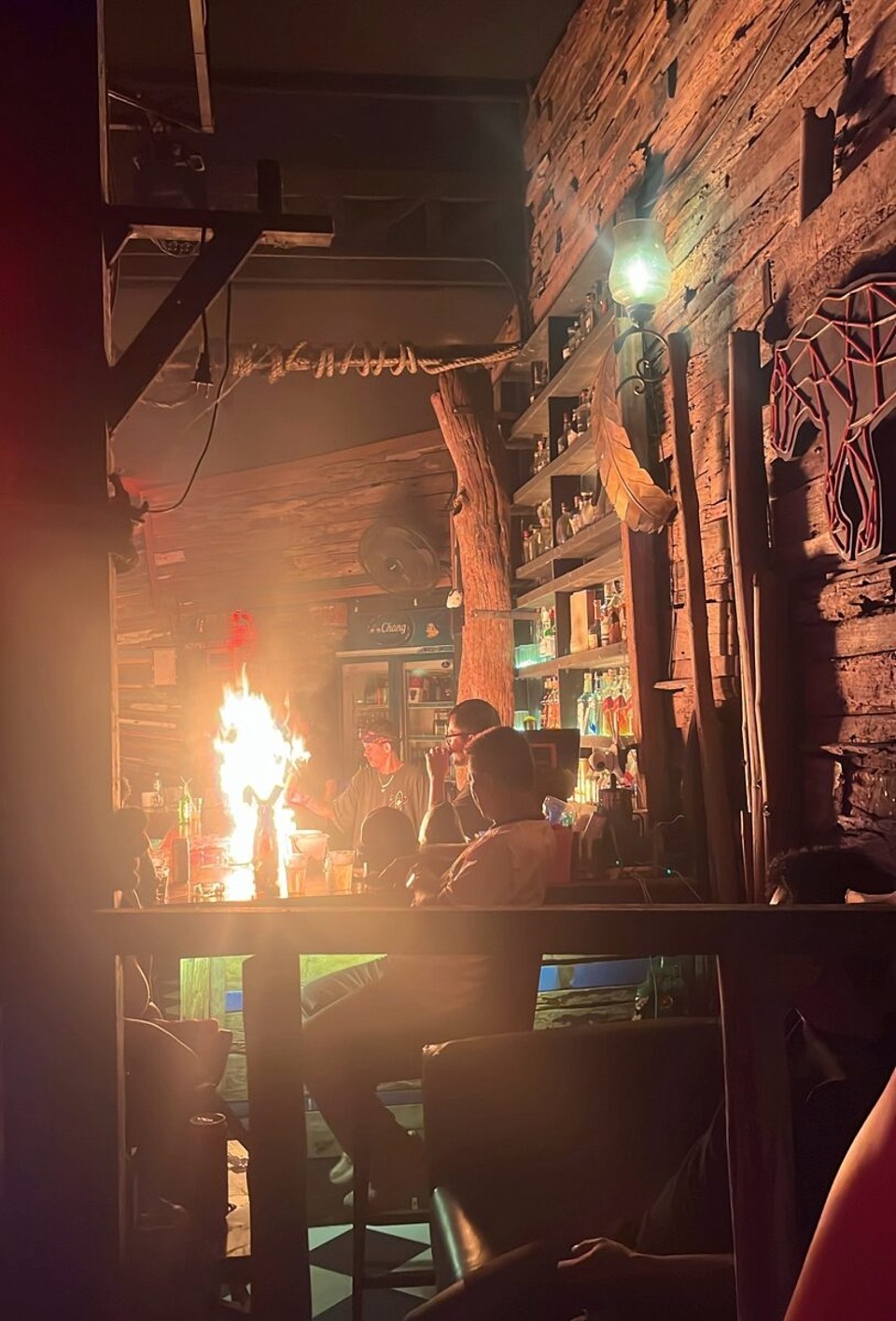 Thailand - Ko Chang District - Tequila and fire on the bar 
