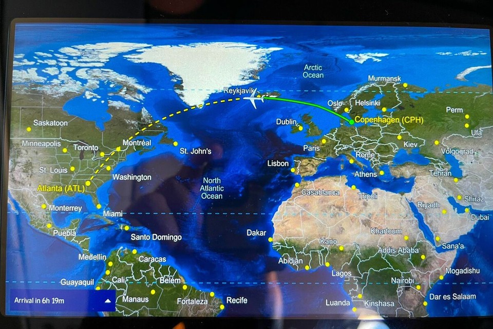 USA - Atlanta - Unsere Flugroute streift Grönland.