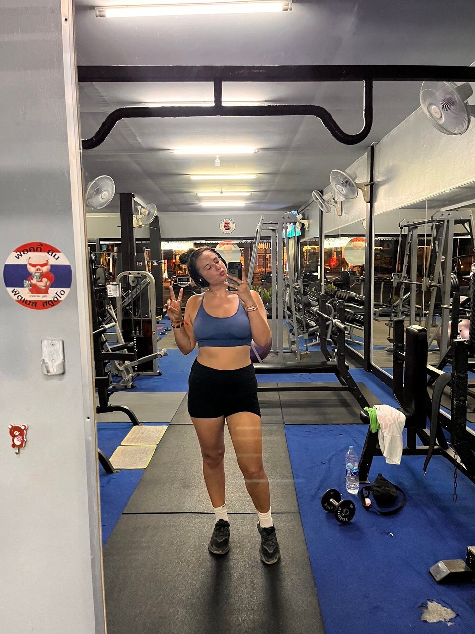Thailand - Phuket - After a 3 hour nap I felt lazy so I got up and found a gym called Porkys🤣. I got there an hour before it closed so there was no one in there - perfect! Did a quick 2 k run and an arm workout 