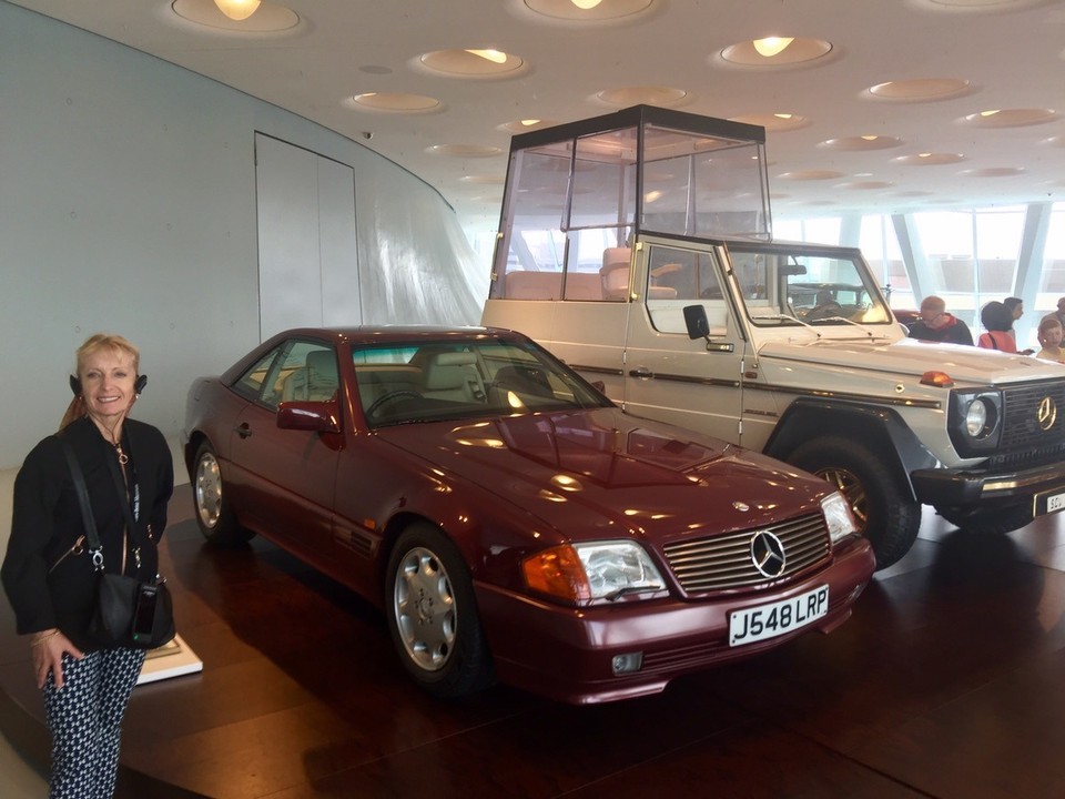 Germany - Stuttgart - Mercedes-Benz Museum, Stuttgart. Princess Diana's car and the Pope Mobile. 