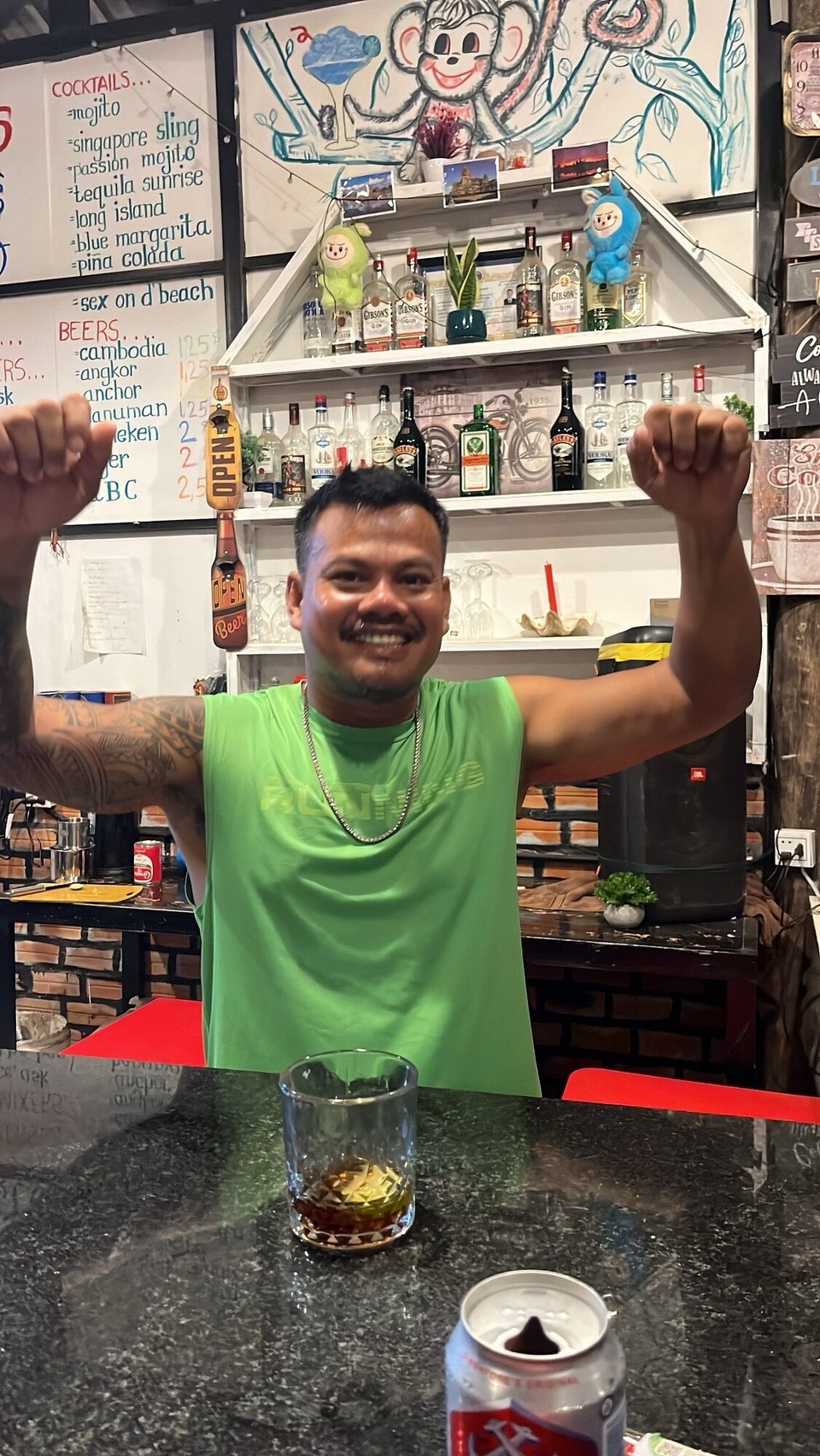 Cambodia - Preah Sihanouk - The main man himself 
I sat with David and his bartender Poe and we drank whiskey and then they asked if I wanted to work behind their bar tomorrow to help with the aftermath of nestival, of course I said yes 