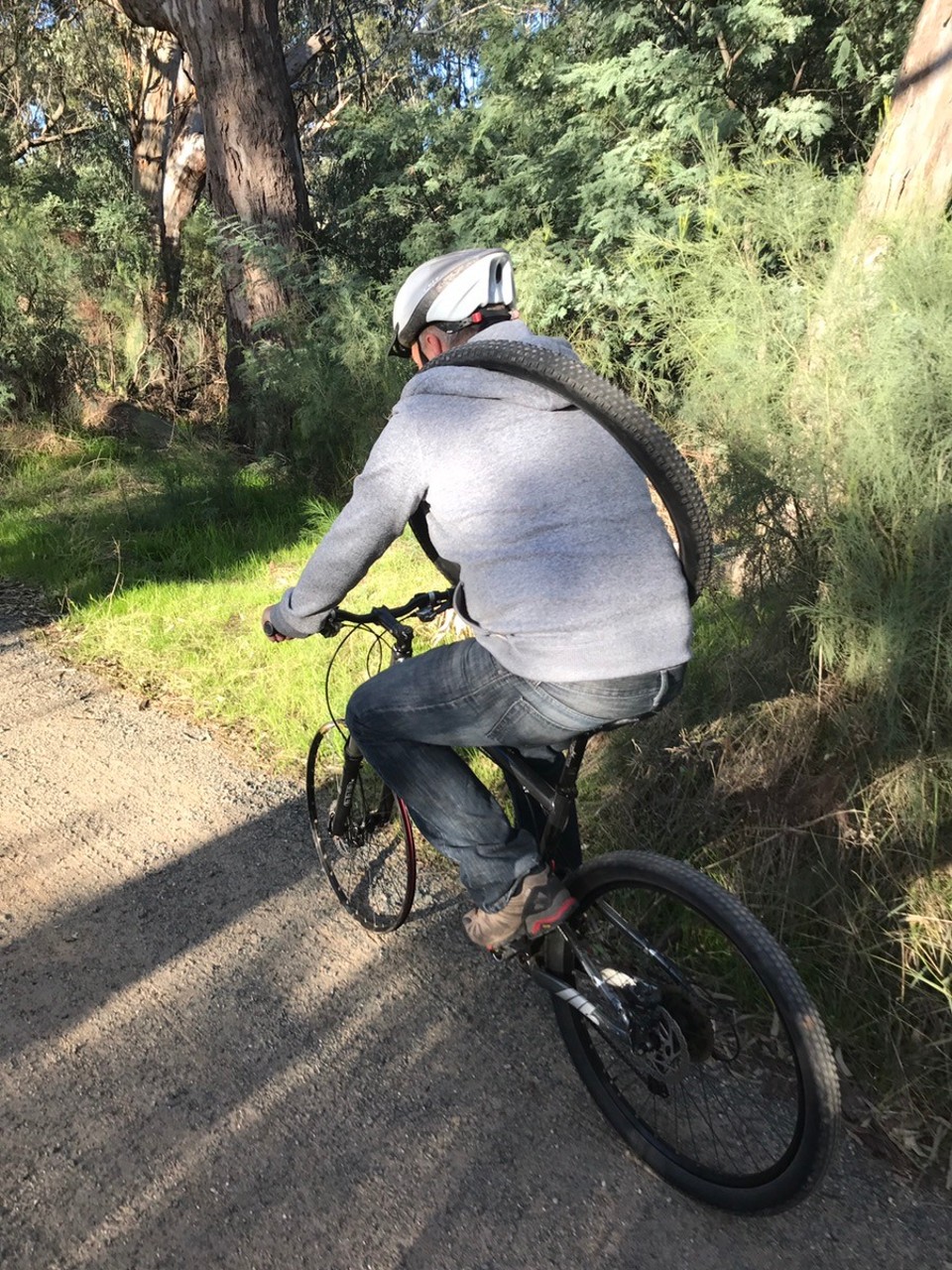 Australia - Echuca - Gave up riding on rim of wheel n walked n walked out !