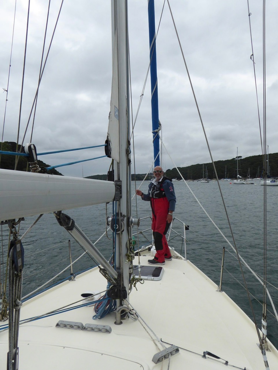 United Kingdom - Falmouth - As we entered the Helford River, there was another securite message on channel 16 (our first had been on our passage from Ireland). Once again this was warning of an impending gale, so this time we were thankful to be tied up to a sturdy looking mooring buoy. 