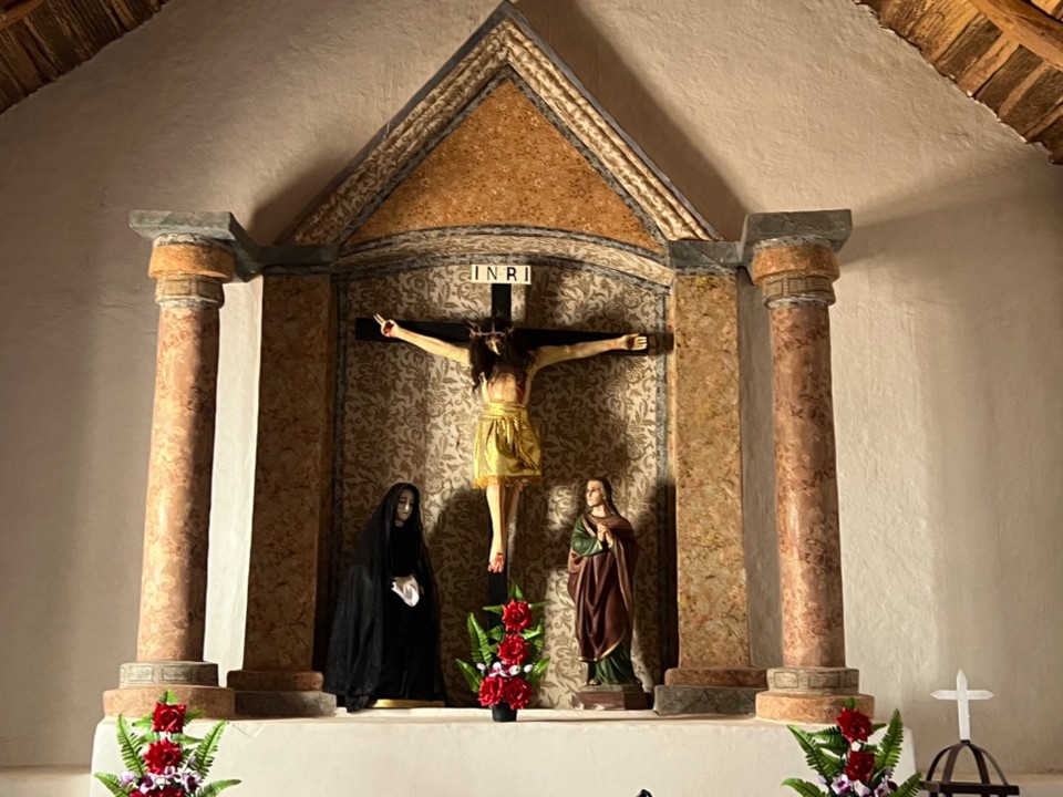 Chile - Atacama Desert - This effigy has articulated arms so he can fit easily in the box for religious processions ( and he has real human hair 🤢)