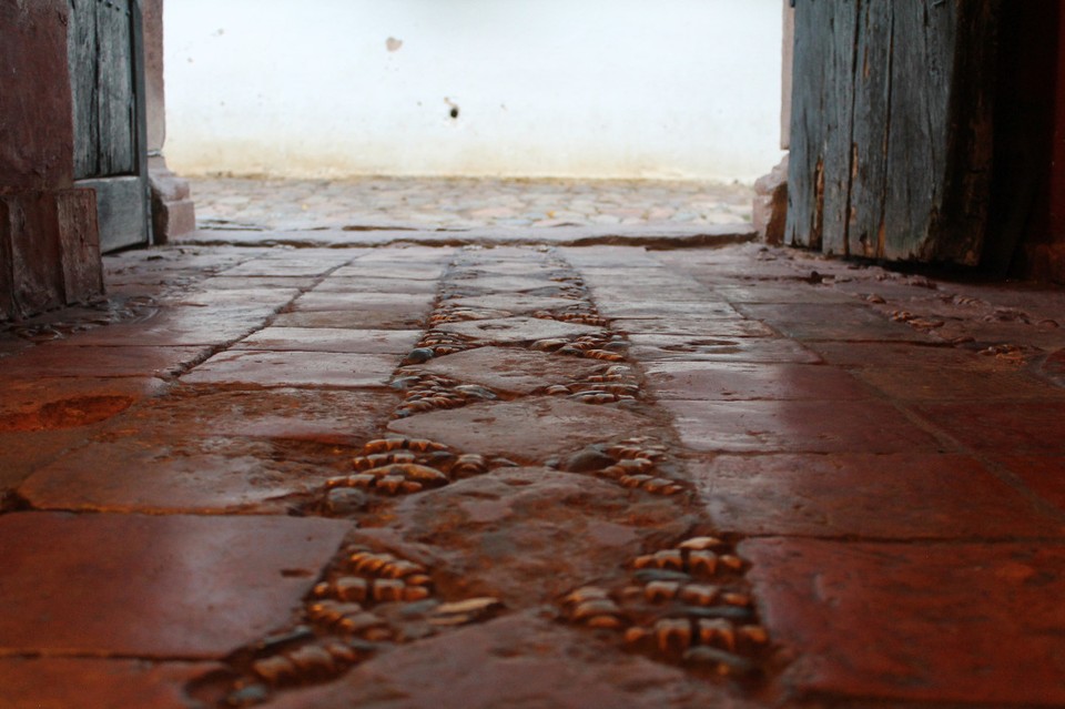 Colombia - Villa de Leyva - Verzierter Boden in einem alten Kolonialbau