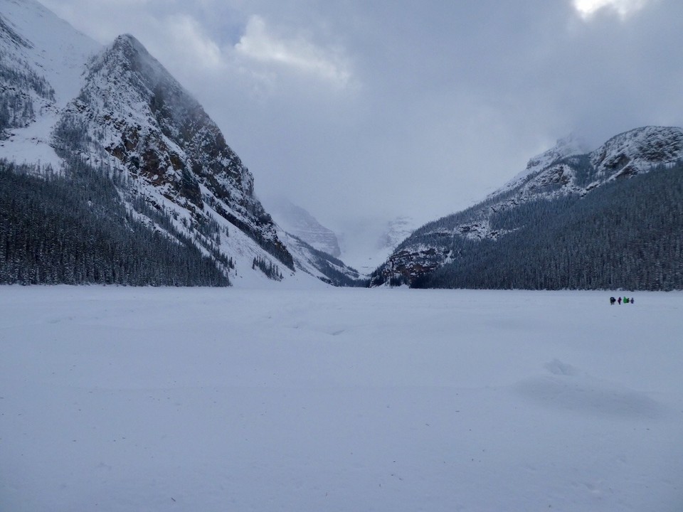 Canada - Banff - Tiny people walking across the frozen lake