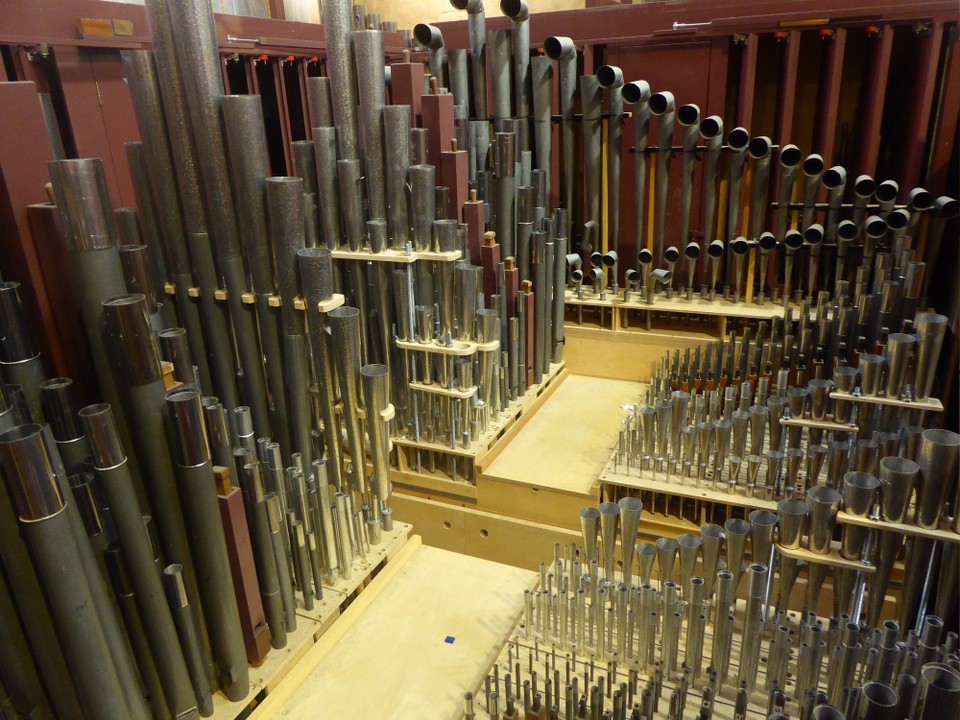 Ireland - Cork - In 1889 the organ was moved to a 14-foot pit dug in the floor beside the nave in order to improve acoustics, maximise space and avoid its interference with the view of the windows.  It was great to hear it being played whilst we were there in anticipation of a wedding that afternoon.