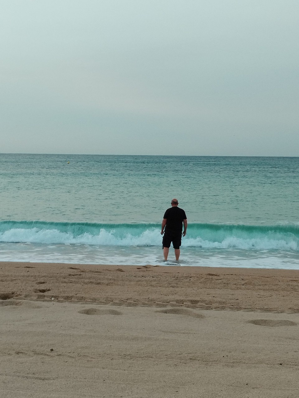 Spanien - Malgrat de Mar - Blacky am Weg zum Wasser, um zu schauen ob es kalt ist