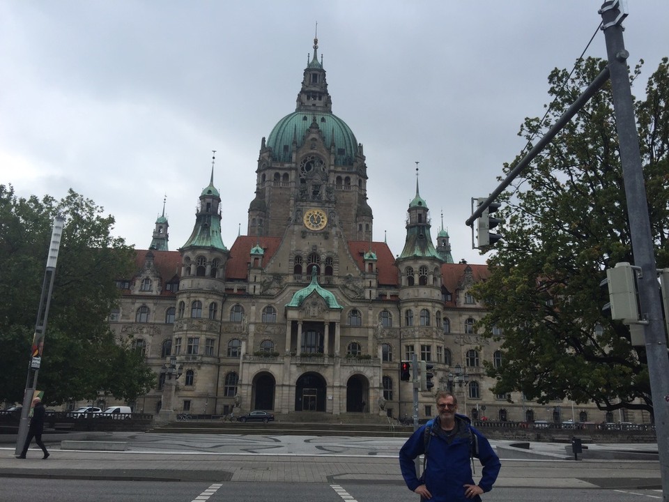  - Germany, Hannover - The New Town Hall. Heinrich Tramm (1854-1932) was the town clerk and developer. Iconic representative of the Wilhelmenian period. Built from 1901-1913 in marshlands. Builders had to ram 6026 beech piles into the marshy soil to create solid foundations. The inauguration of the State of Niedersachsen was proclaimed in the 38 metre high main hall in 1946. 