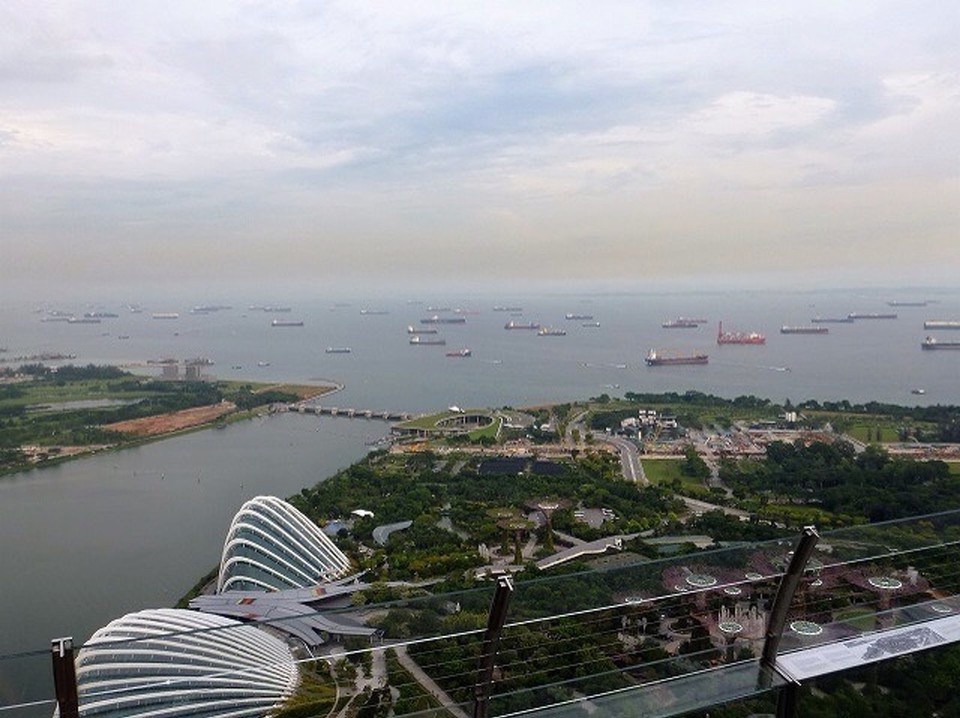 Singapur - Marina - Unsere Aussicht beim Abendessen 
